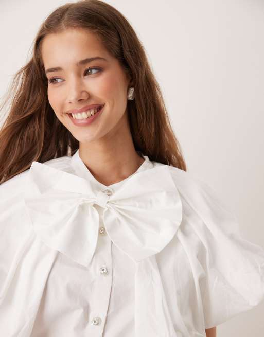 トップス sister jane Pearl Floret Collar Blouse S Dream Sister Jane oversized collar blouse in white | ASOS