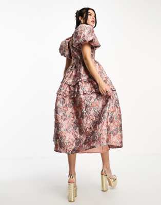 DREAM Sister Jane oversized jacquard midi dress in metallic