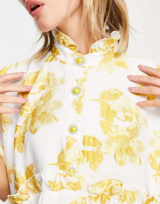 Dream Sister Jane oversized jacquard smock dress in golden