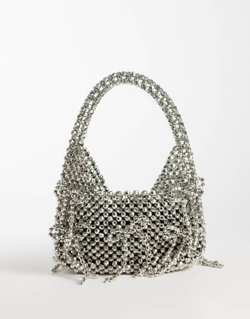 Dream Sister Jane Panache metallic finish beaded bow detail bag in silver, 4 of 4