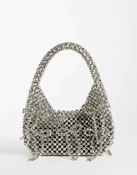 Dream Sister Jane Panache sac à finition métallisée orné de perles avec détail nœud, argent - view 1