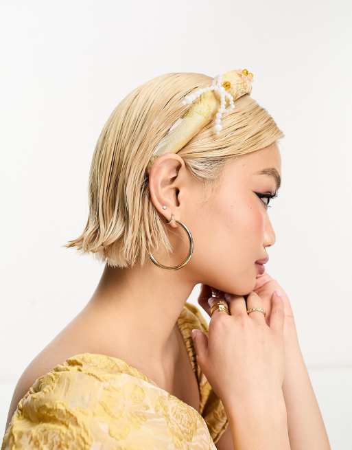 Dream Sister Jane pearl embellished headband in yellow (part of a set)