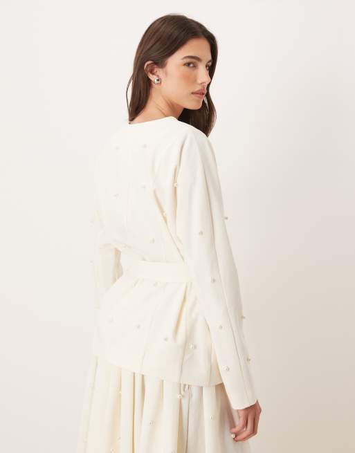 Dream Sister Jane pearl embellished jacket co-ord in ivory, 2 of 4