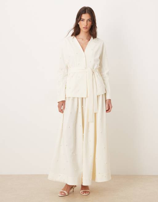 Dream Sister Jane pearl embellished jacket co-ord in ivory, 3 of 4