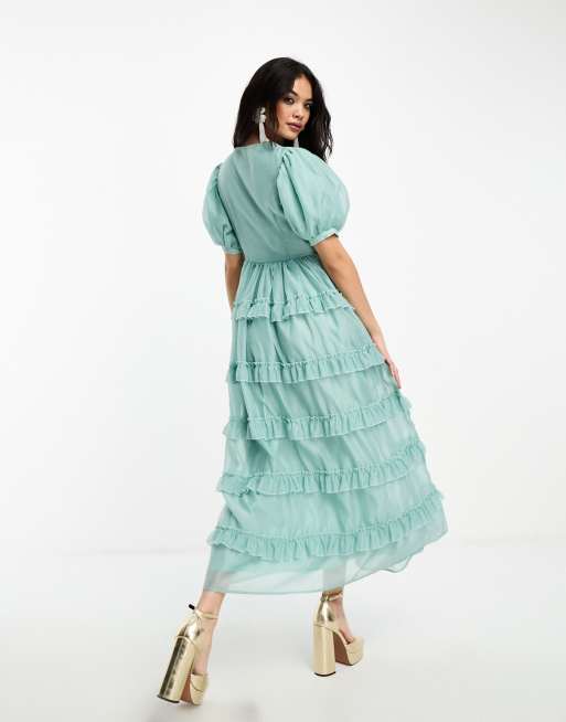 Dream Sister Jane pearl embellished ruffle tiered maxi dress in  