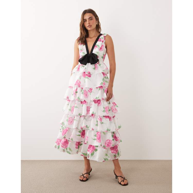 Dream Sister Jane Pernilla V-neck sleeveless bow detail tiered