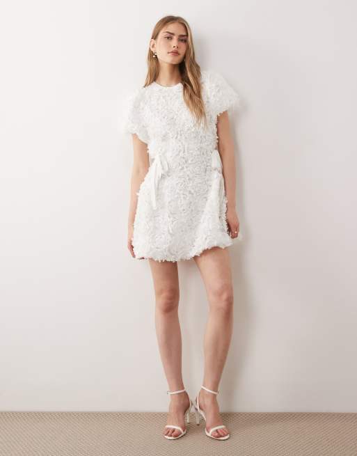 Dream Sister Jane - Petalscape - Robe de mariée courte en tulle à imprimé fleuri - Blanc, 3 de 4