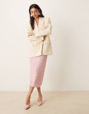 Sister Jane Dream  Pink Parade Embellished Midi Skirt In Neutral