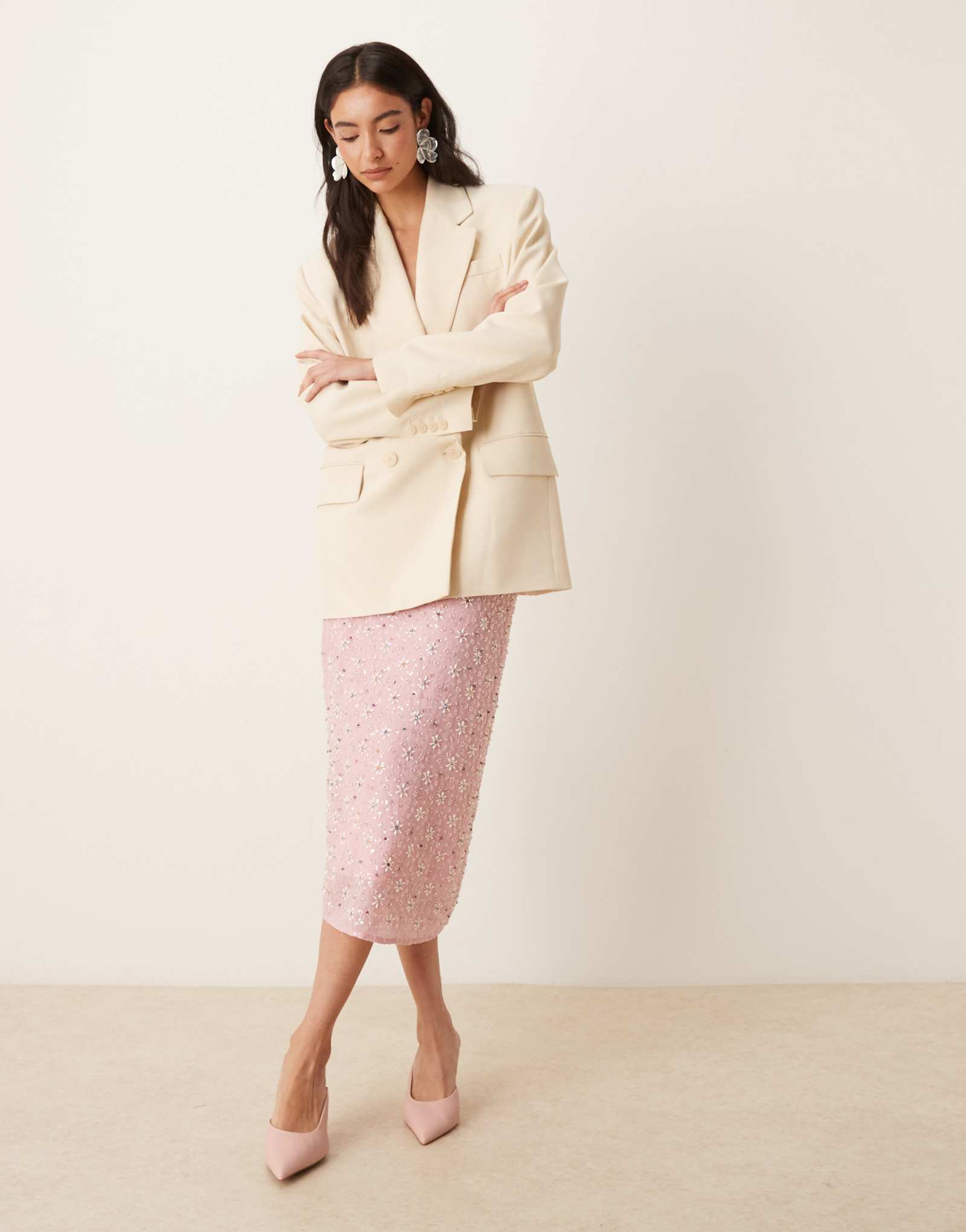 Юбка миди с украшением Dream Sister Jane Pink Parade светло-розового цвета