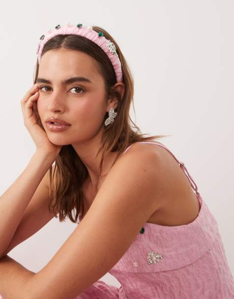 Dream Sister Jane Posy embellished jacquard headband co-ord in pink - view 1