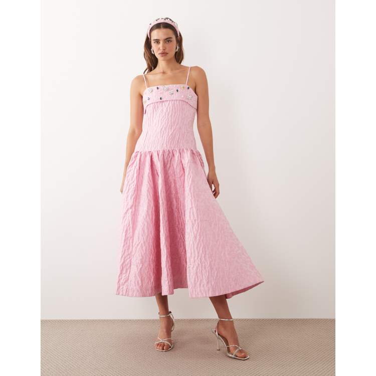Dream Sister Jane Posy jacquard square neck embellished detail