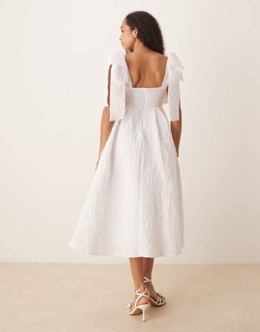 Dream Sister Jane - Prairie - Midi-jurk van jacquard met strikken in wit, 4 van 4