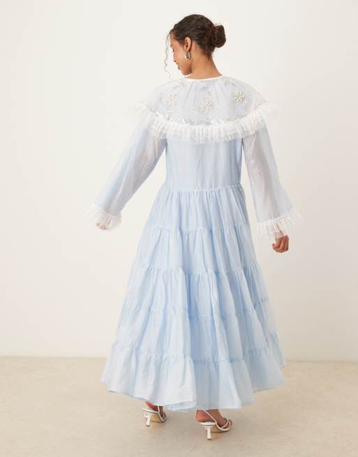 Dream Sister Jane Primrose maxi dress in light blue | ASOS