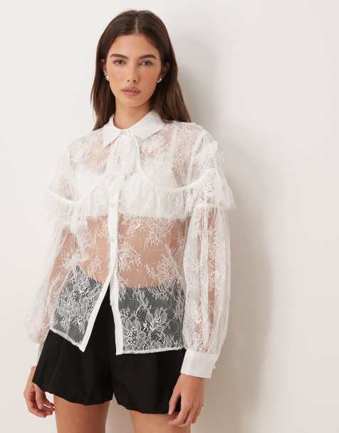 Dream Sister Jane Promise lace frill detail shirt in white - view 1