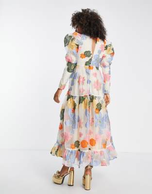 Dream Sister Jane puff sleeve maxi dress in rainbow floral