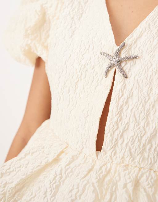 Dream Sister Jane puff sleeve top in pearl ivory | ASOS