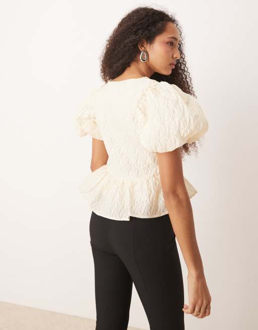 Dream Sister Jane puff sleeve top in pearl ivory, 4 of 4