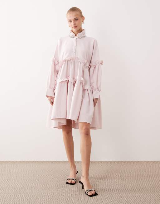 Dream Sister Jane Rising Sun cotton smock embellished collar mini