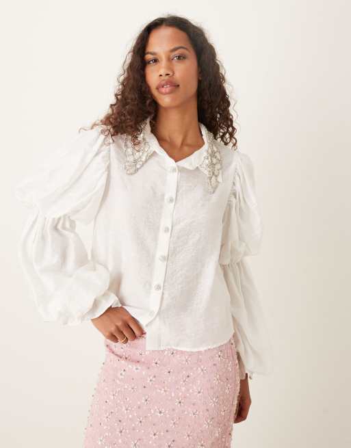 Dream Sister Jane Rita embellished blouse in white