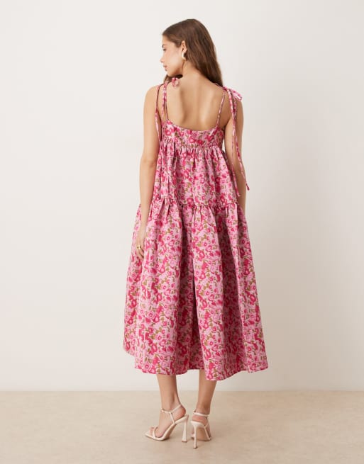 Dream Sister Jane - Robe babydoll longueur mollet en jacquard - Orchidée, 4 de 4