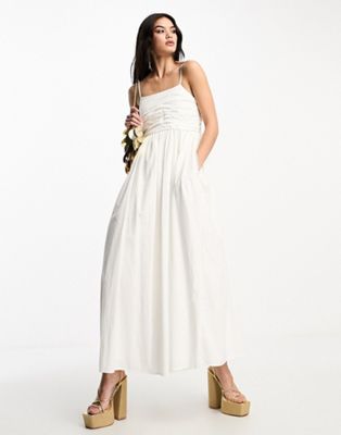Dream Sister Jane Bridal beaded maxi cami dress with pockets in ivory - ASOS Price Checker