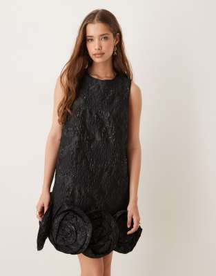 Dream Sister Jane - Robe courte en jacquard avec rosettes sur l'ourlet - Noir - view 1