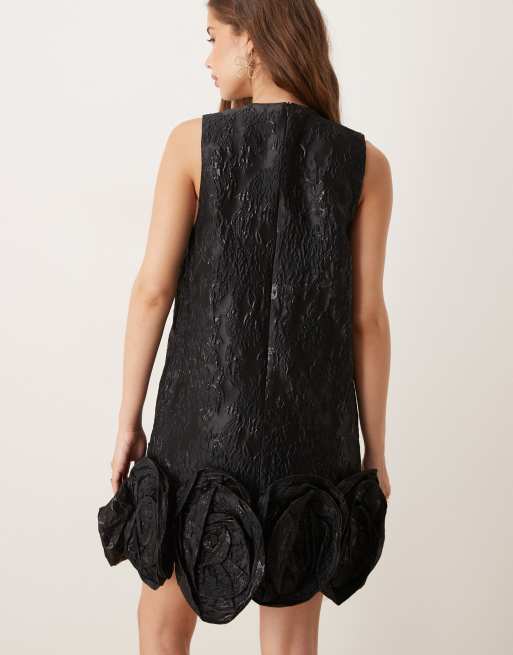Dream Sister Jane - Robe courte en jacquard avec rosettes sur l'ourlet - Noir, 4 de 4