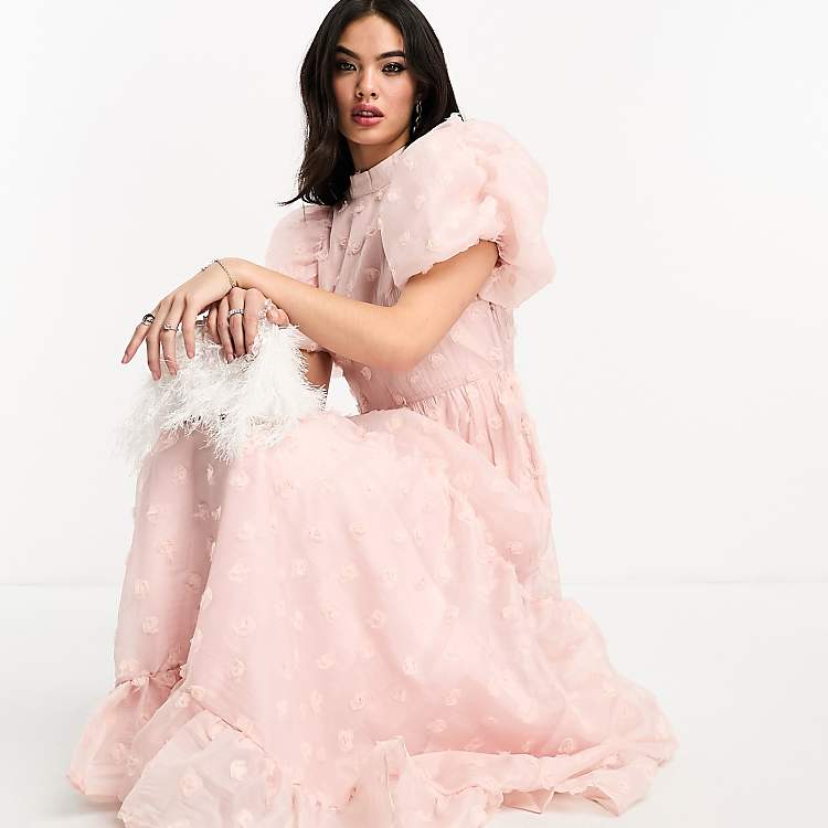 Dream Sister Jane rosette maxi dress in pink | ASOS Dream Sister Jane rosette maxi dress in pink | ASOS