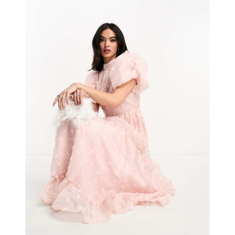 Jayne Bright Pink Tulle Midi Dress – Lace & Beads