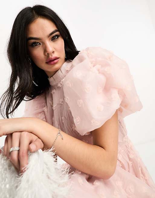 Dream Sister Jane rosette maxi dress in pink | ASOS Dream Sister Jane rosette maxi dress in pink | ASOS