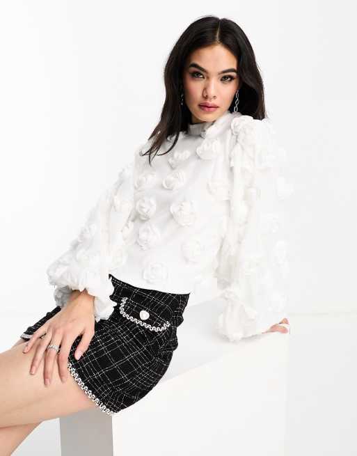 Dream Sister Jane rosette oversized blouse in ivory (part of a set)