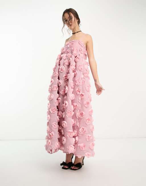 relais aanvaarden deed het Dream Sister Jane rosette trapeze midaxi dress in pink | ASOS