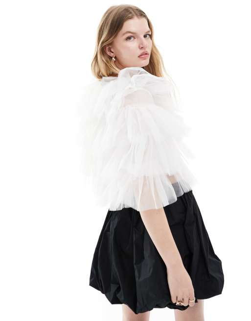 Dream Sister Jane rosette tulle bolero in ivory, 3 of 4