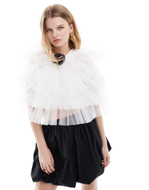 Dream Sister Jane rosette tulle bolero in ivory, 4 of 4