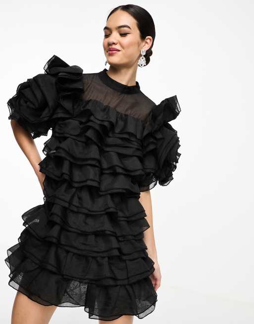 DREAM Sister Jane ruffle mini dress in black