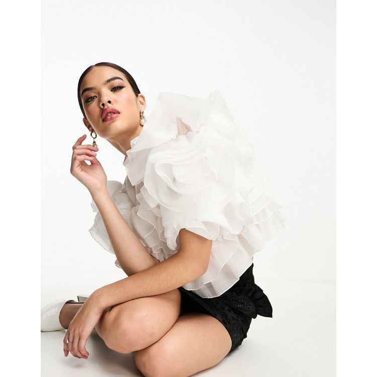 DREAM Sister Jane ruffle tiered blouse with bow back detail in