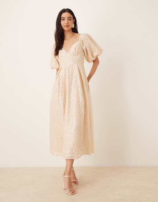 Dream Sister Jane Sally lace embellished midi dress in cream
