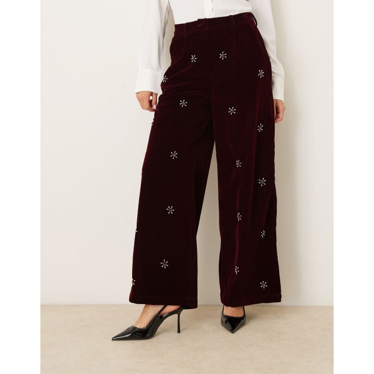 パンツ DREAM Sister Jane velvet pants Dream Sister Jane Satine floral embellished velvet pants in