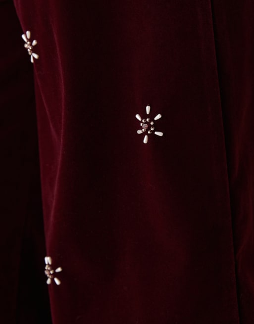 Dream Sister Jane Satine floral embellished velvet pants in