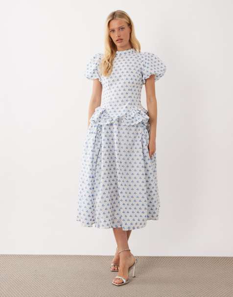 Dream Sister Jane Sea Salt jacquard mid rise skirt with pockets co-ord in white polka dot - view 1