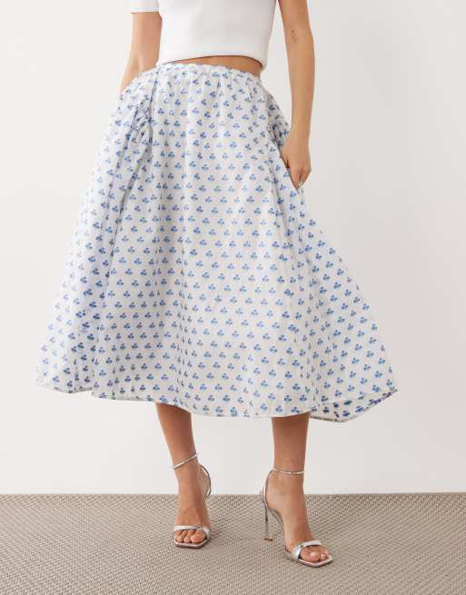 Dream Sister Jane Sea Salt jacquard mid rise skirt with pockets in