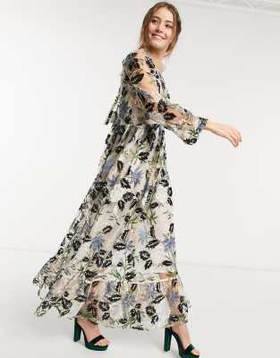 sequin sheer maxi dress