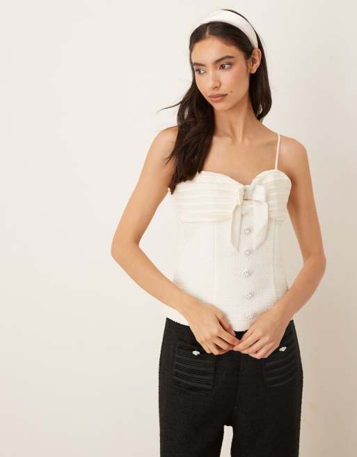 Dream Sister Jane Showgirls tweed top co-ord in cream