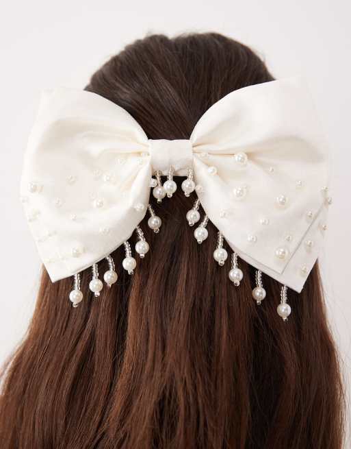 Dream Sister Jane spectacle pearl hair bow in ivory, 2 of 3
