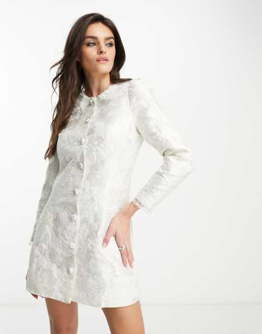 Dream Sister Jane tailored jacquard mini dress in ivory