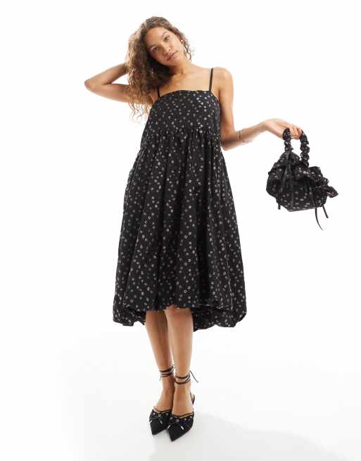 Dream Sister Jane tiered cami midi dress in black floral (part of a set)