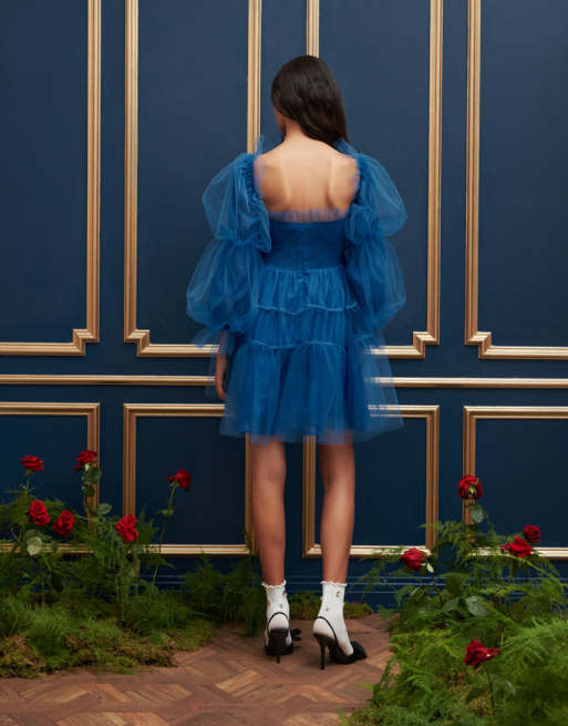 Dream Sister Jane tulle babydoll mini dress in cobalt | ASOS