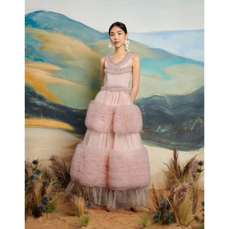 Dream Sister Jane tulle ruffle maxi dress in powder pink co-ord | ASOS