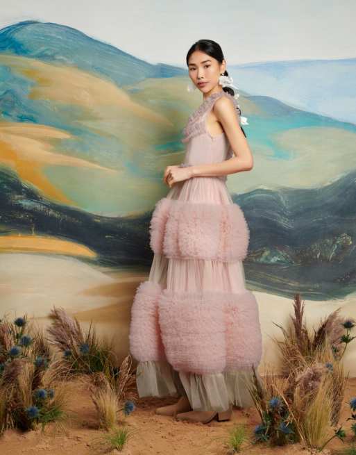 Dream Sister Jane tulle ruffle maxi dress in powder pink co-ord | ASOS