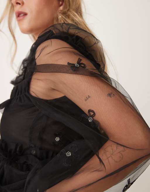 Dream Sister Jane tulle top in black | ASOS